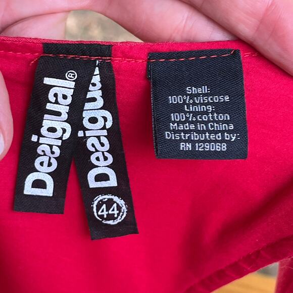 Desigual Women's Red Sleeveless Sheath Dress Boho Printed Size 44 (U.S. L) - Picture 12 of 13